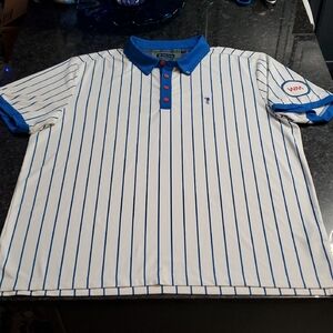 William Murray Golf XL Cubs Blue and White Pinstripe Polo Shortsleeve Golf Shirt